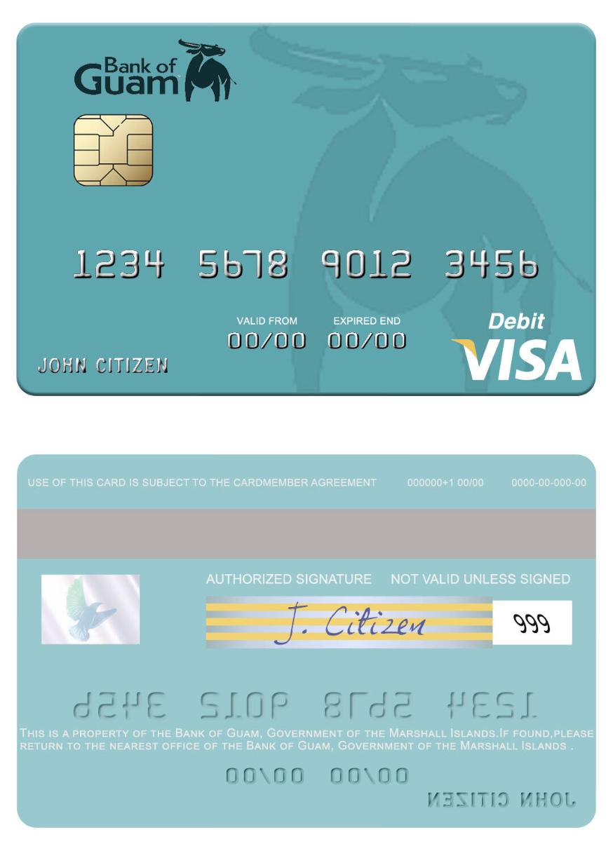 Government of the Marshall Islands Bank of Guam visa debit card